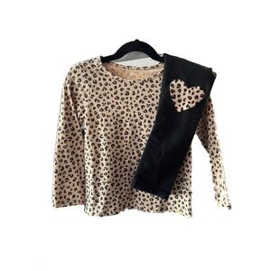 H&M Leopard Print Kids Matching Set - Black and Tan